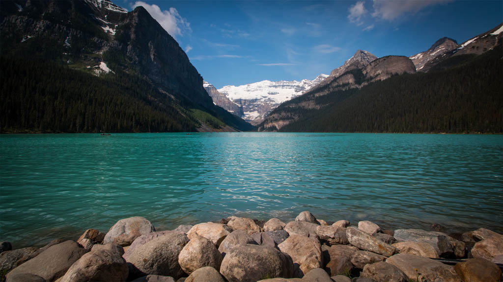 Shore-side at Lake Louise, in all its turquoise-y greatness.