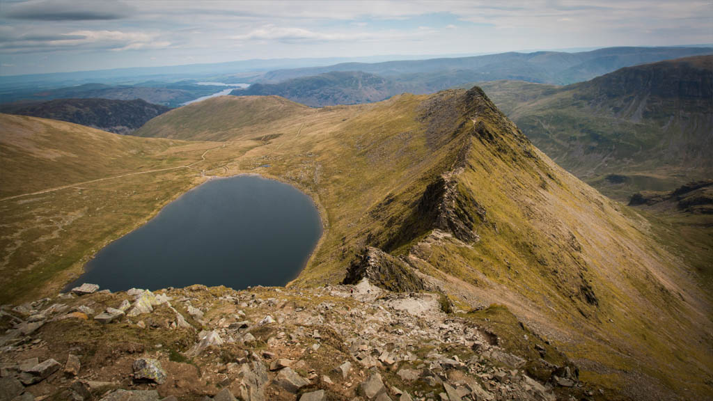 The mighty Striding Edge and its sidekick Red Tarn, a compelling freebie on this day trip to Helvellyn.