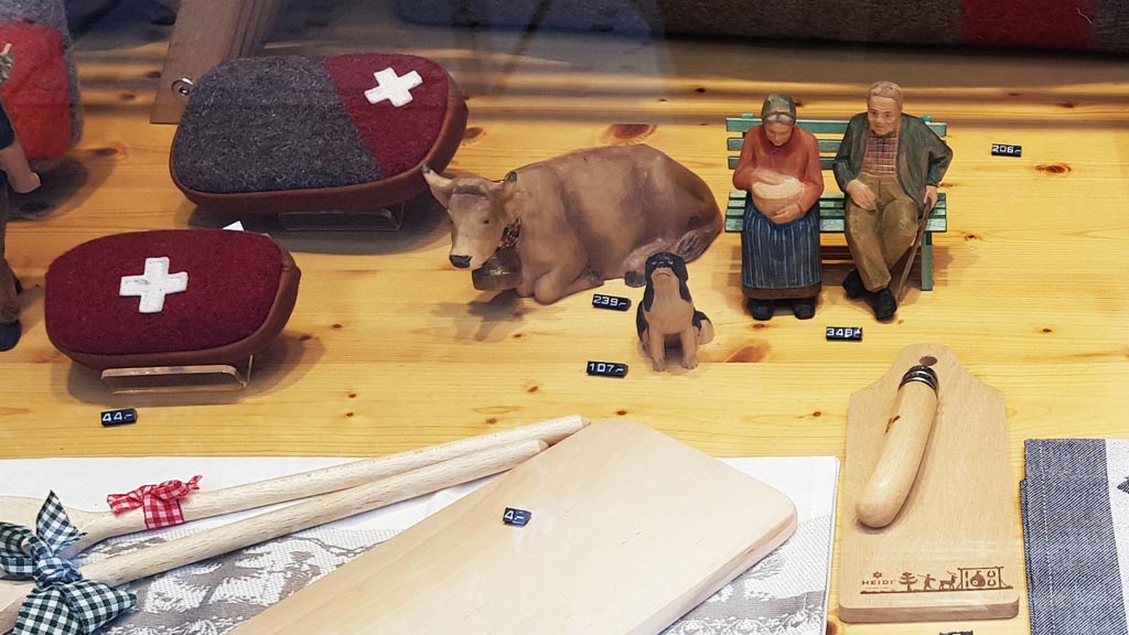 Some of the offerings at the local gift shops in Interlaken
